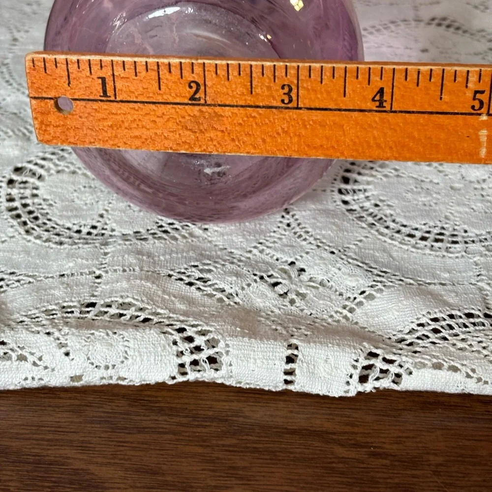 Vintage Cranberry Pink Glass Vase with Etching